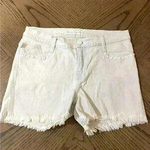 Rock & Republic Skull Head Fringe Jean Shorts size 10 like new light wash